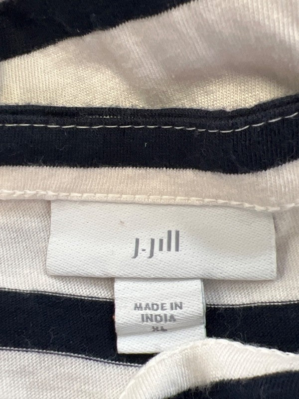 J Jill Women's White/Blue Striped Short Cuff Sleeve Blouse - XL image 3