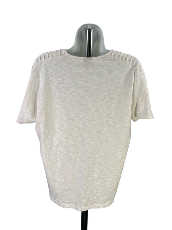 Chico's Women's White/Brown Embroidered Short Sleeve T-Shirt - 1/US M image 2