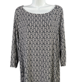 J Jill Women's Blue/Gray Patterned Wearever 3/4 Sleeve Tee Shirt - L