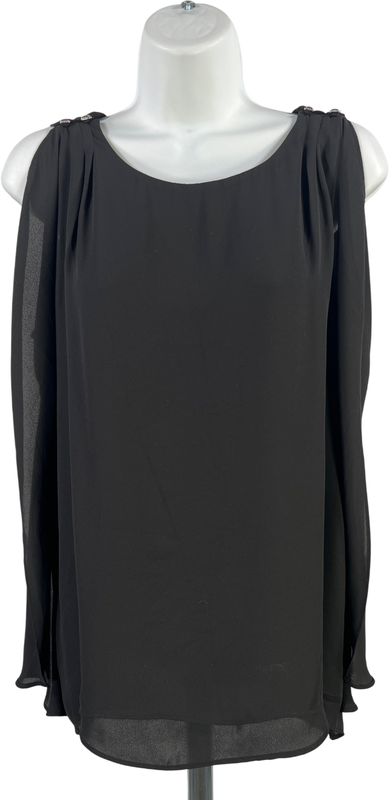 White House Black Market Women’s Black Sleeveless Layered Blouse - M