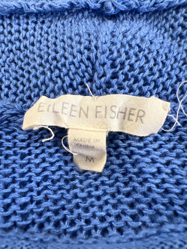 Eileen Fisher Women's Blue Long Sleeve Open Knit Pullover Sweater - M image 3