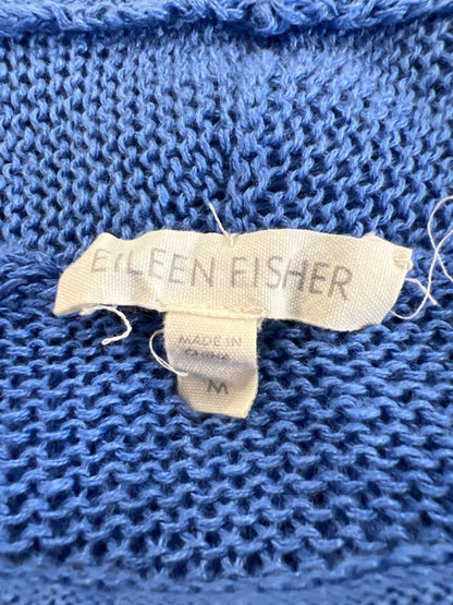Eileen Fisher Women's Blue Long Sleeve Open Knit Pullover Sweater - M image 3