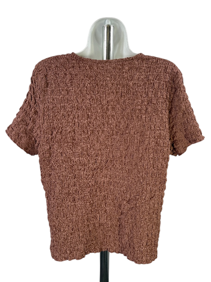 Torrid Women's Brown Textured Short Sleeve Shirt - Plus 0 image 2