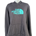 The North Face Women's Gray/Blue Fleece Lined Pullover Sweatshirt - L