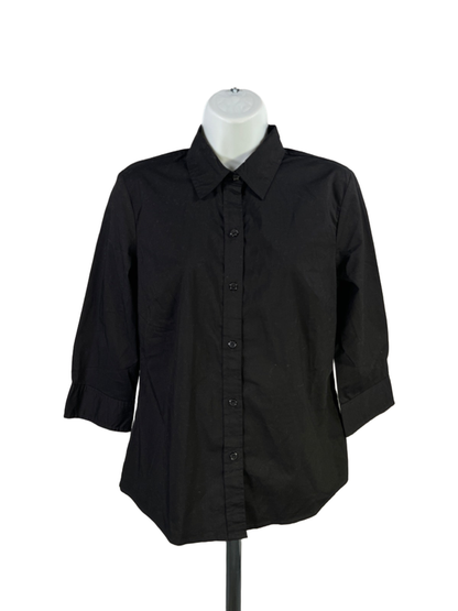 Gap Women's Black Stretch 3/4 Sleeve Button Up Shirt - S