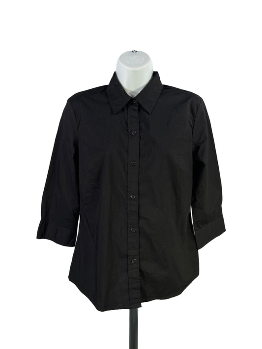 Gap Women's Black Stretch 3/4 Sleeve Button Up Shirt - S