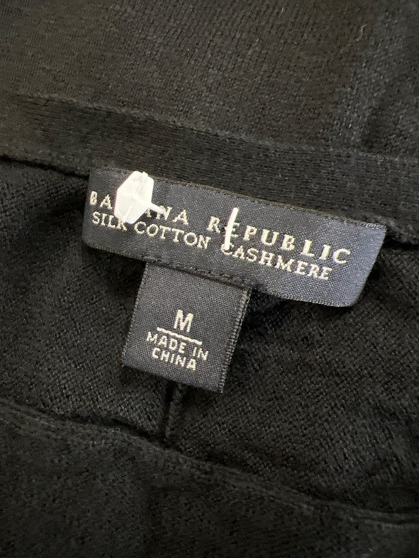 Banana Republic Women's Black Short Sleeve Silk Cotton Cashmere V-Neck Shirt - M image 3