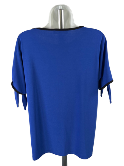 Two By Vince Camuto Women's Blue/Black Split Shoulder Short Sleeve Blouse - S image 2