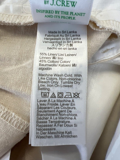 J Crew Women's Beige/Ivory Linen Blend Elastic Sailor Straight Leg Pants - 0 image 4