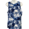 Lands End Women's Blue/White High Neck Tankini Swimsuit Top - 18