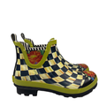Mackenzie Childs Women's Green Checkered Short Rubber Rain Boots - 10