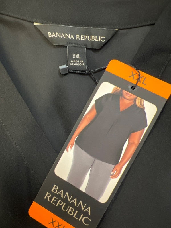 Banana Republic Women's Black Short Sleeve V Neck Blouse - XXL image 3