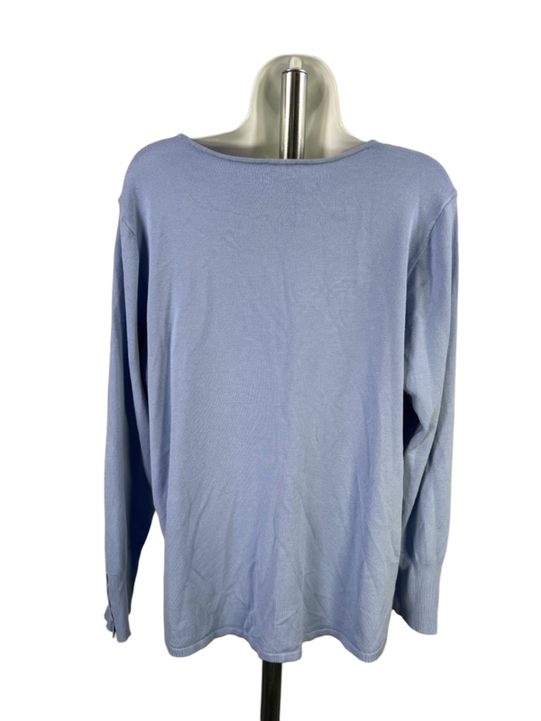 Chico's Women's Blue V Neck Long Studded Sleeve Sweater - 3/US XL image 2