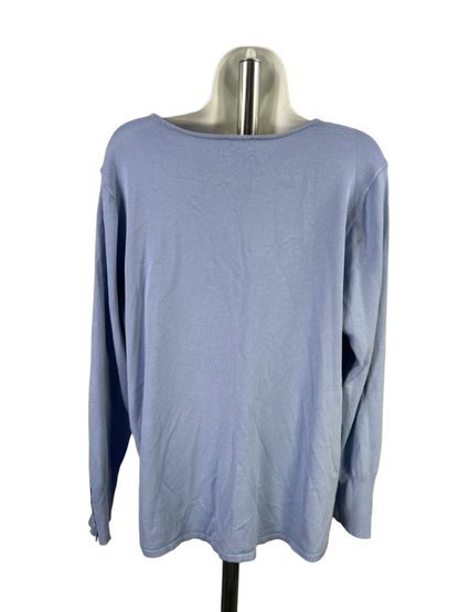 Chico's Women's Blue V Neck Long Studded Sleeve Sweater - 3/US XL image 2