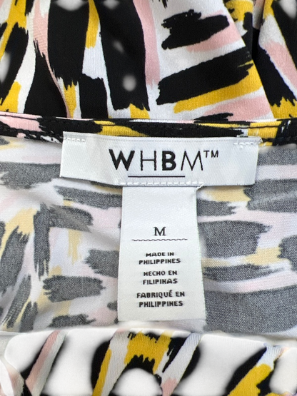 White House Black Market Women's Black/Yellow Sleeveless Drape Neck Tank Top - M image 3