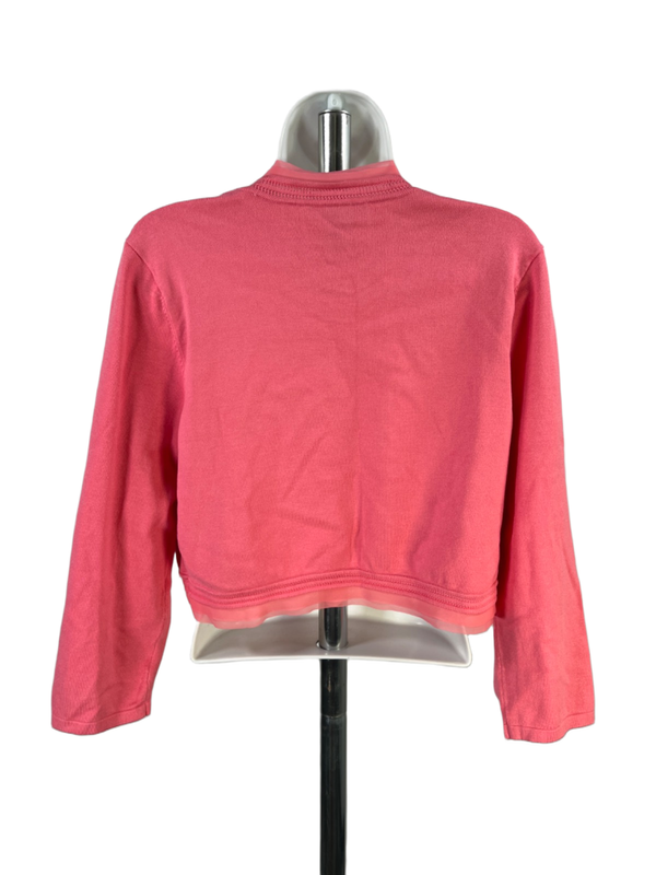 White House Black Market Women's Pink Open Front 3/4 Sleeve Shrug Sweater - XL image 2