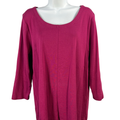J Jill Women's Pink/Purple Seamed Scoop Neck 3/4 Sleeve Shirt - L