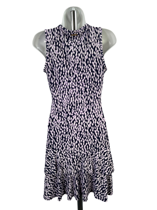 Michael Kors Women's Purple/Blue Sleeveless Tiered Trim Knee Length Dress - XS image 2