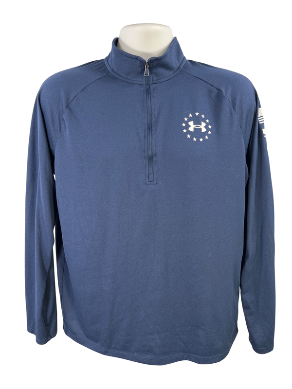 Under Armour Men's Navy Blue Freedom Tech 1/2 Zip Pullover Tech Shirt - M