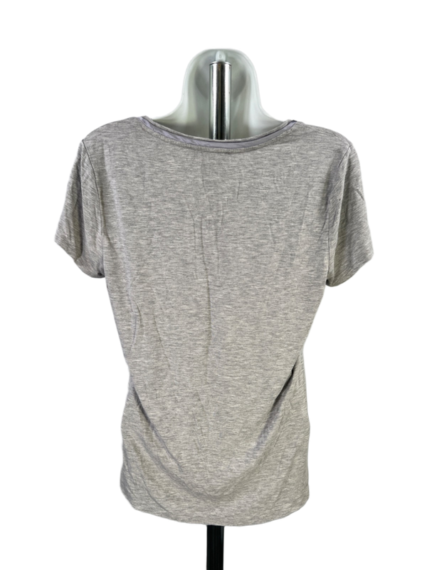 White House Black Market Women's Gray Scoop Neck Short Sleeve Tee Shirt - M image 2