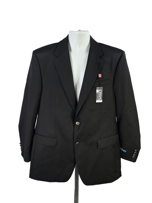 Chaps Men’s Black Wool Long Sleeve 2 Button Blazer Jacket - 42 Long