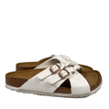 Aerothotic Women's White Leather Suri Cork Braided Adjustable Sandals - 38/US 8
