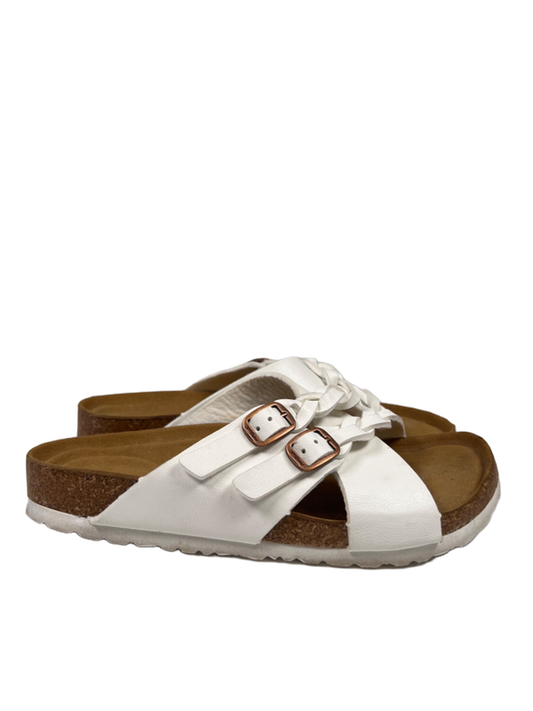 Aerothotic Women's White Leather Suri Cork Braided Adjustable Sandals - 38/US 8
