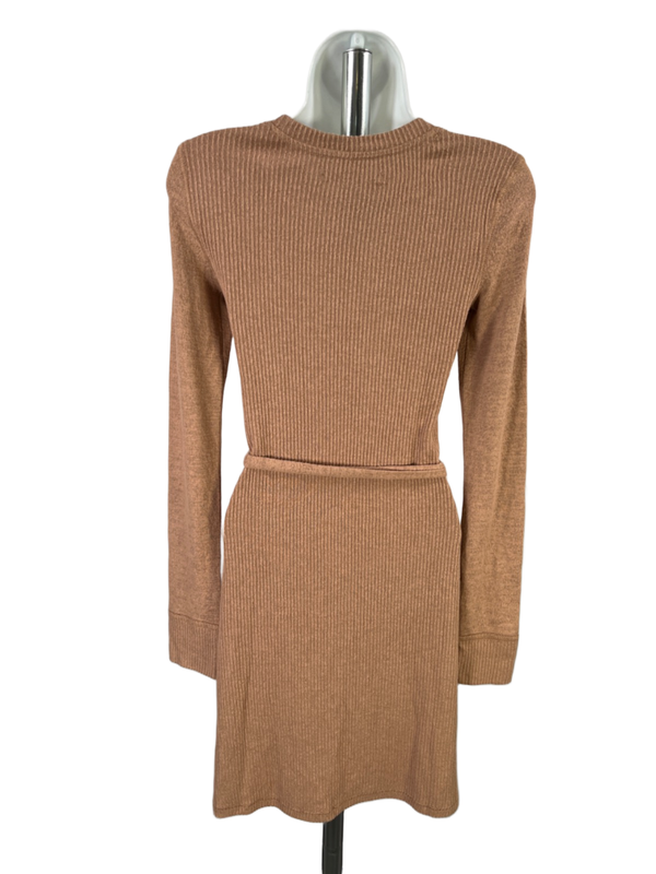 Abercrombie & Fitch Women's Brown Tie Waist Long Sleeve Mini Dress - XS Tall image 2