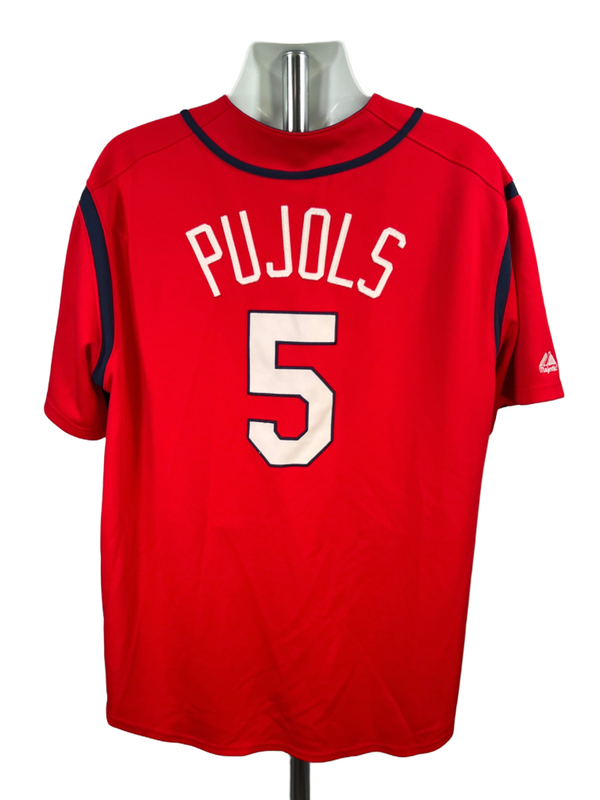 Majestic Men's Red/Blue MLB St Louis Cardinals Albert Pujols Baseball Jersey - L image 2