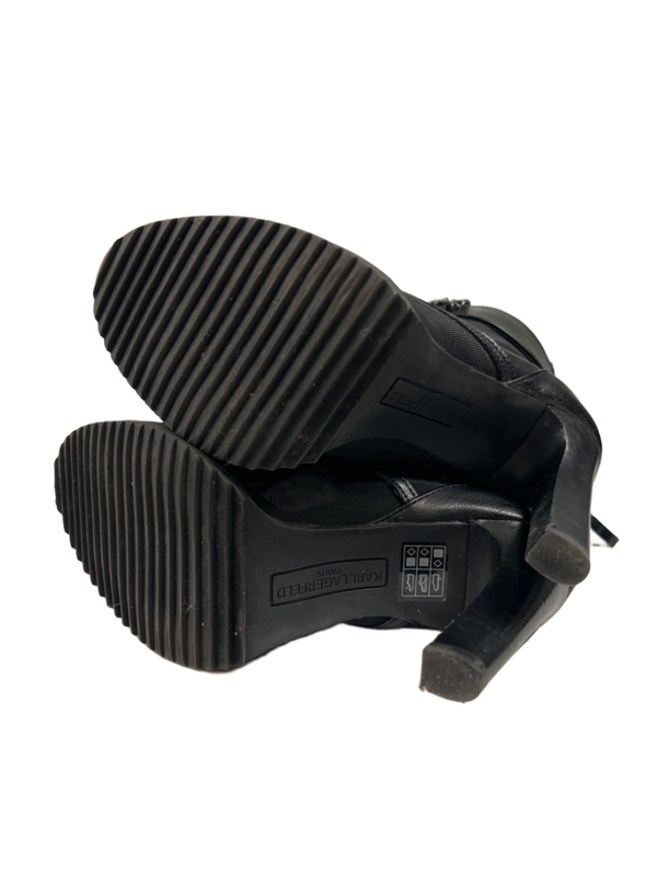 Karl Lagerfeld Women's Black Paris Blayze Peep Toe Mesh Bootie High Heels - 6.5 image 8