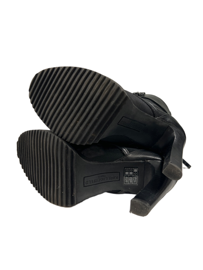 Karl Lagerfeld Women's Black Paris Blayze Peep Toe Mesh Bootie High Heels - 6.5 image 8