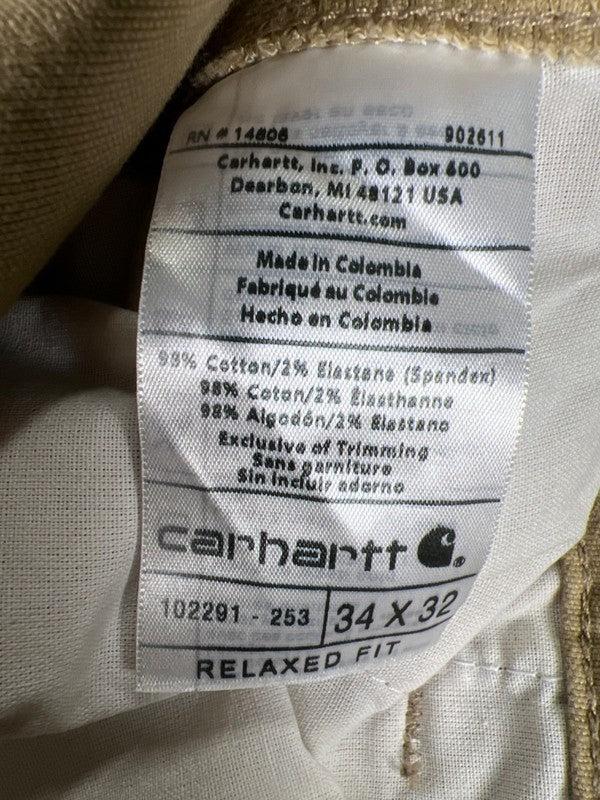 Carhartt Men's Beige Relaxed Fit Straight Leg Canvas Pants - 34x32 image 4
