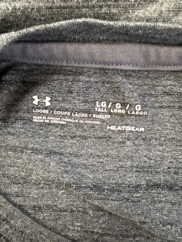 Under Armour Men's Gray Heathered Loose HeatGear Short Sleeve T-Shirt - L Tall image 3