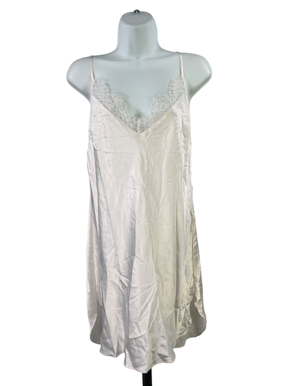 Victoria's Secret Women's Ivory/White Lace Trim Satin Slip Nightgown Dress - L