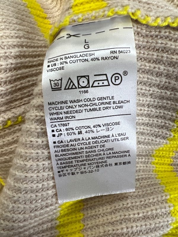 Banana Republic Women's Beige/Yellow Striped Long Sleeve Sweater - L image 4