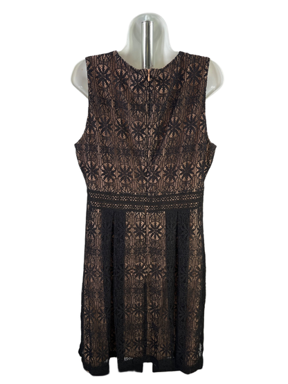 Kensie Women's Black/Tan Lace V Neck Pleated Lined Sleeveless Mini Dress - 14 image 2