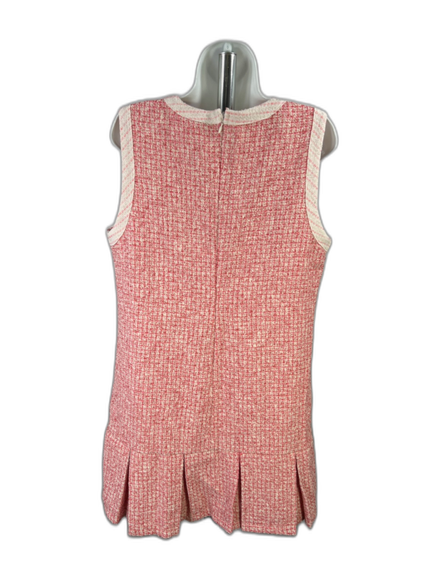 Maeve By Anthropologie Women's Pink Tweed Pleated Sleeveless Mini Dress - L image 2