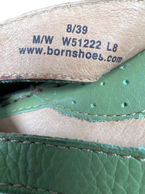 Born Women's Green Leather Open Toe Low Wedge Sandals - 8/39 image 7