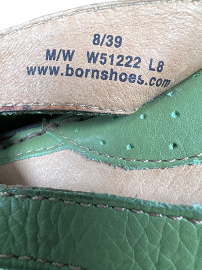 Born Women's Green Leather Open Toe Low Wedge Sandals - 8/39 image 7