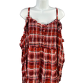 Torrid Women's Red Plaid Coldshoulder Blouse Top - Plus 2X
