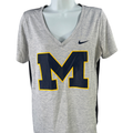 Nike Women's Gray U of M Short Sleeve Athletic V-Neck Shirt - M