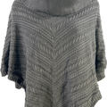 White House Black Market Womens Black Cable Knit Short Sleeve Poncho Sweater - S