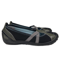 Privo By Clarks Women's Gray Leather Strappy Slip On Mary Jane Comfort Flats - 8