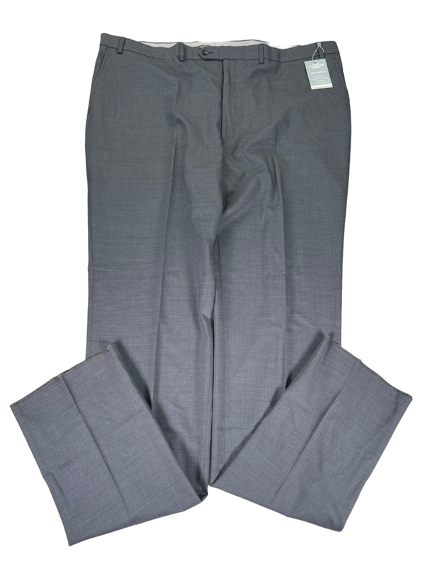 Hart Schaffner Marx Men's Gray Wool Blend Unhemmed Dress Pants - 46 Long