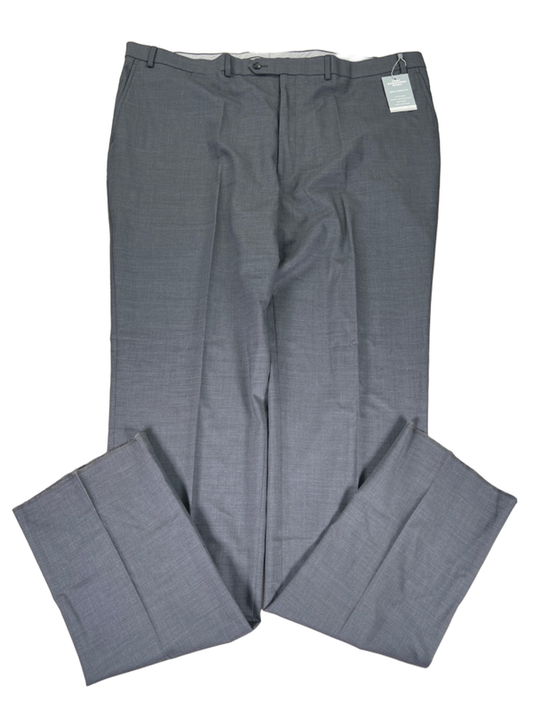 Hart Schaffner Marx Men's Gray Wool Blend Unhemmed Dress Pants - 46 Long