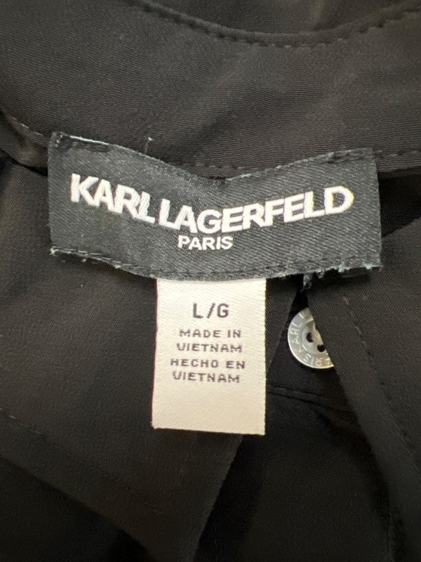 Karl Lagerfeld Women's Black Long Sleeve Button Up Blouse - L image 3