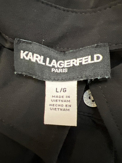 Karl Lagerfeld Women's Black Long Sleeve Button Up Blouse - L image 3