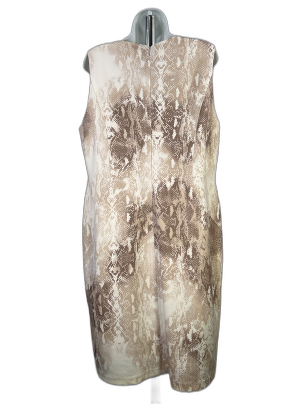 Calvin Klein Women's Beige Snake Print Sleeveless Sheath Dress - 14W image 2