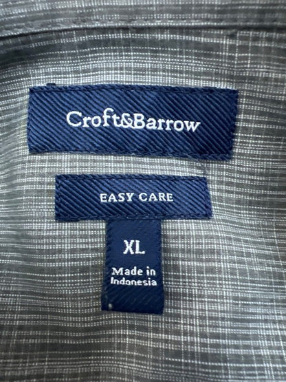 Croft & Barrow Men's Gray Easy Care Short Sleeve Button Up Shirt - XL image 3