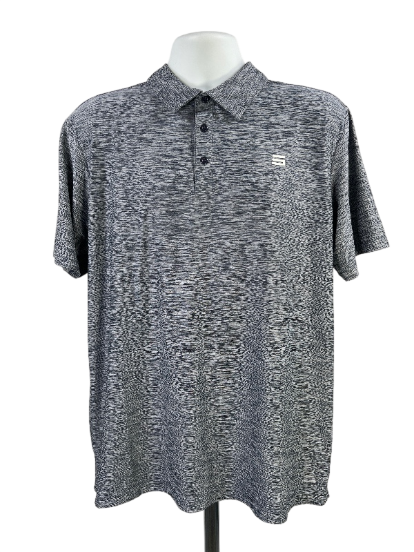 Three Sixty Six Men's Blue Heather Short Sleeve Active Polo -L